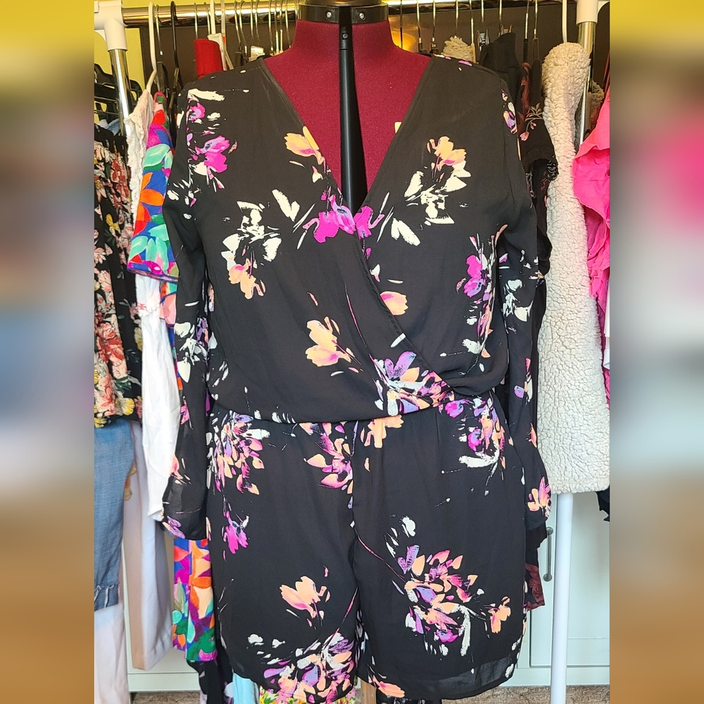 Arizona Jean Company Black Floral Jumpsuit